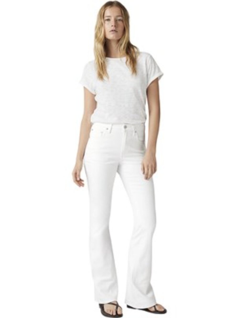 Levis - Womens 726 High Rise Flare Jeans, size 28W x 32L US womens, color white